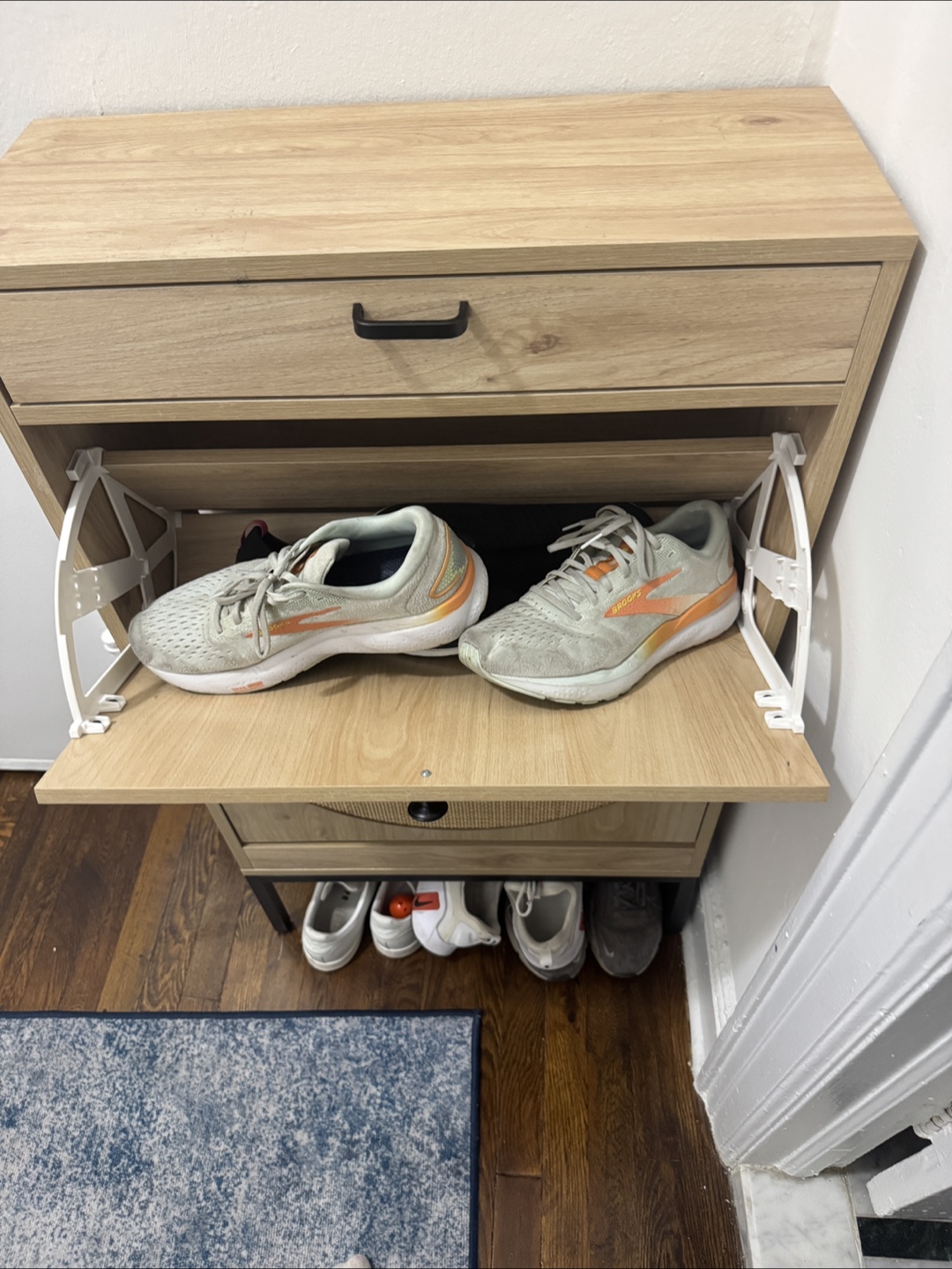 Shoe Cabinet with Rattan Accents