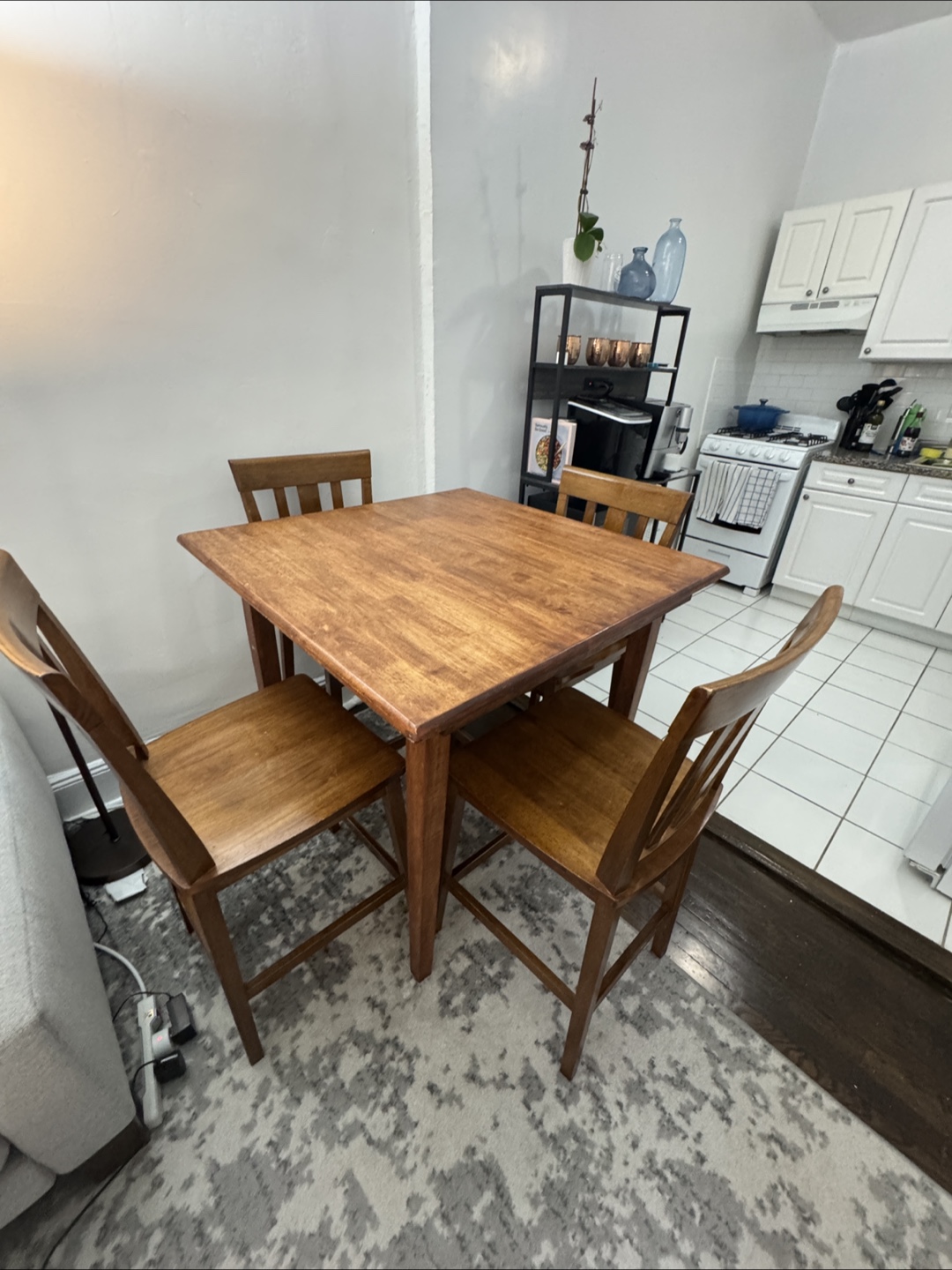 Square Wood Dining Table Set with 4 Chairs