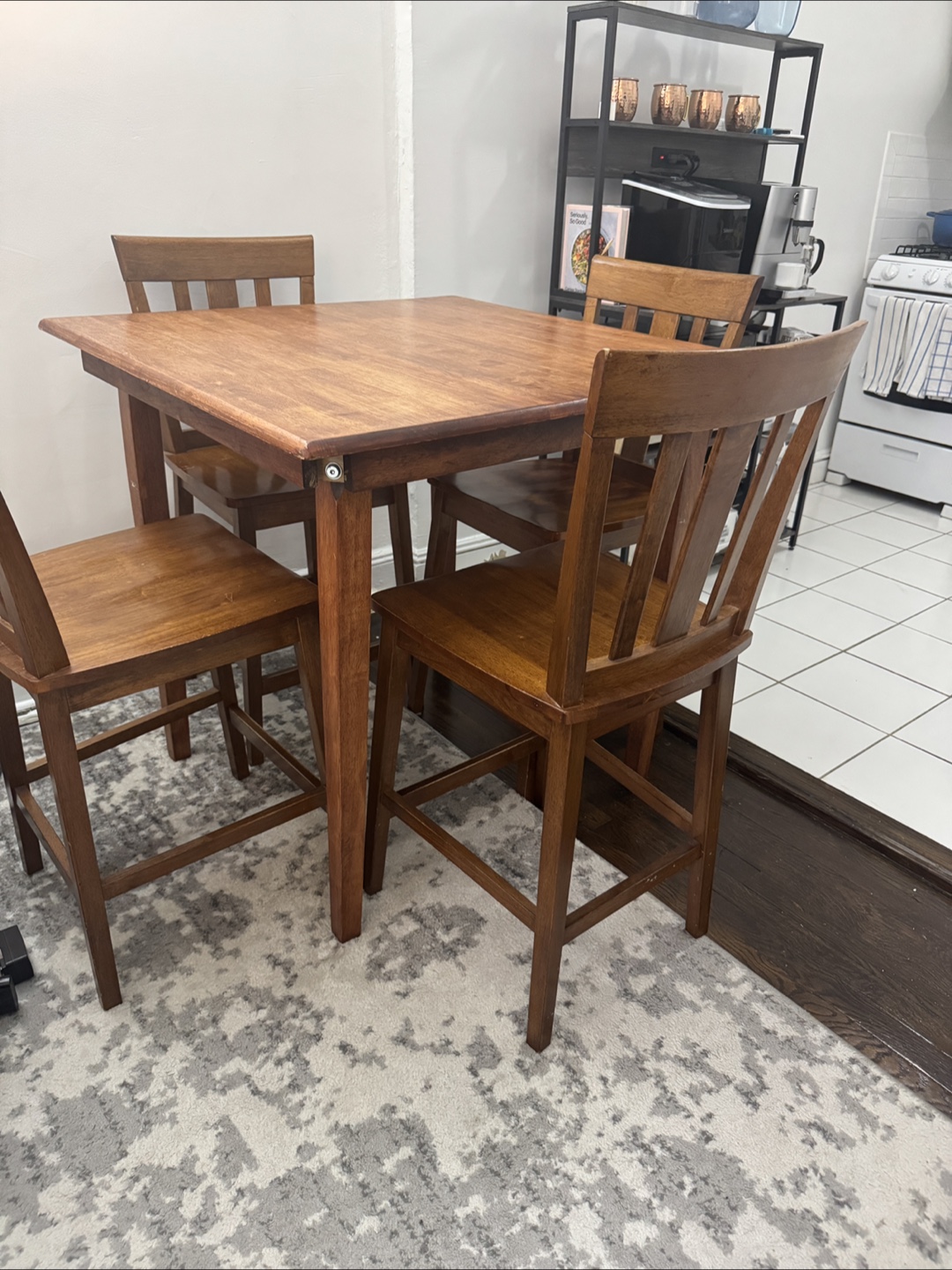 Square Wood Dining Table Set with 4 Chairs - photo 2