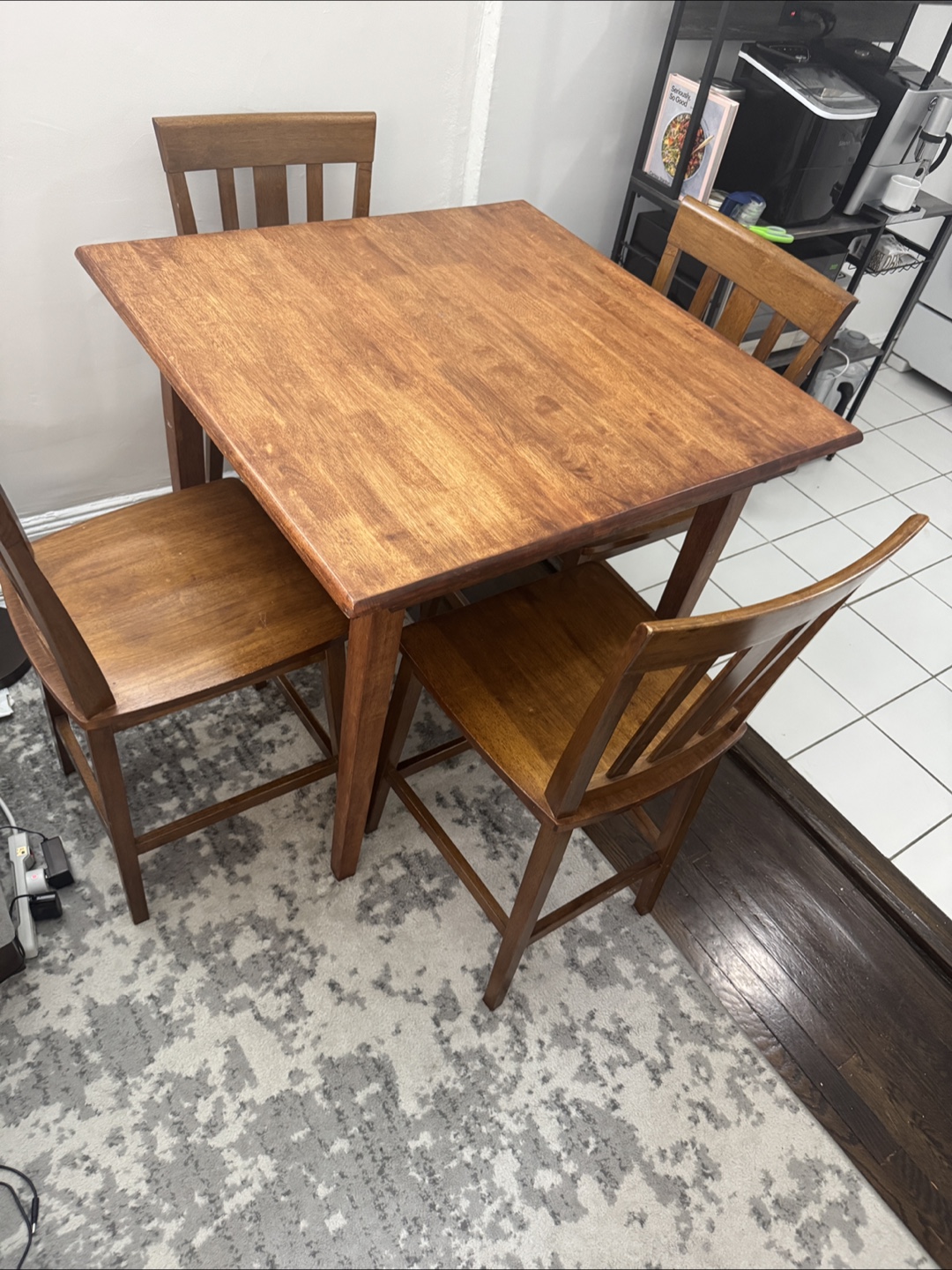Square Wood Dining Table Set with 4 Chairs - photo 3