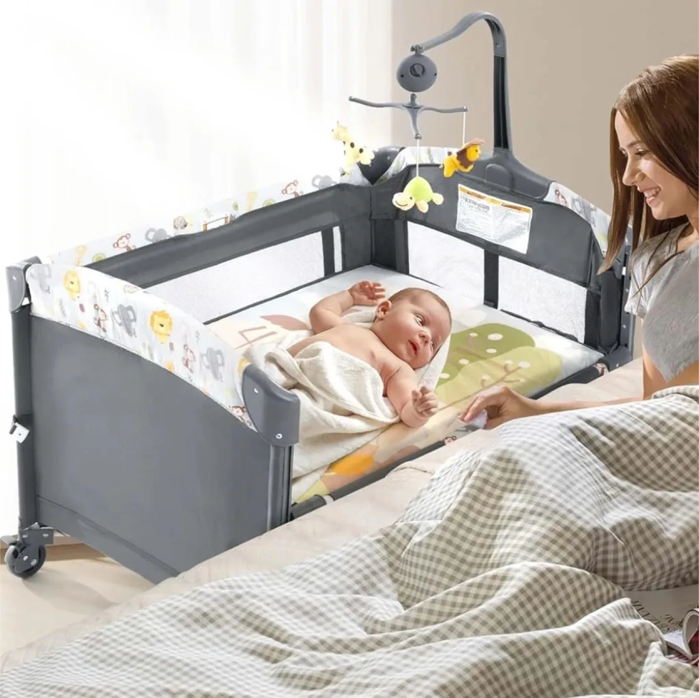 Soobaby 5-in-1 Baby Crib - Deep Gray thumbnail