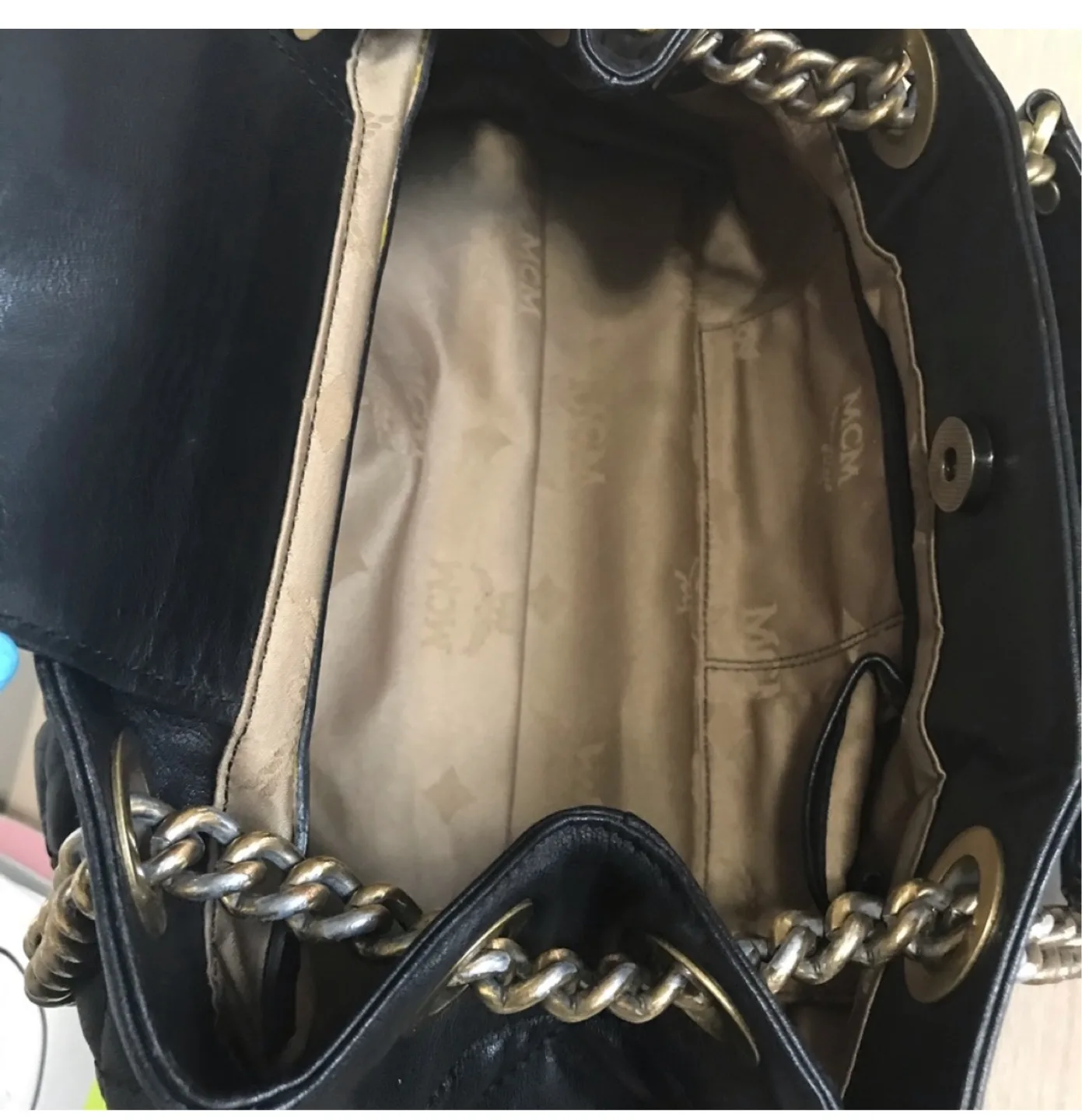 MCM Black Quilted Leather Chain Bag image indicator(6)