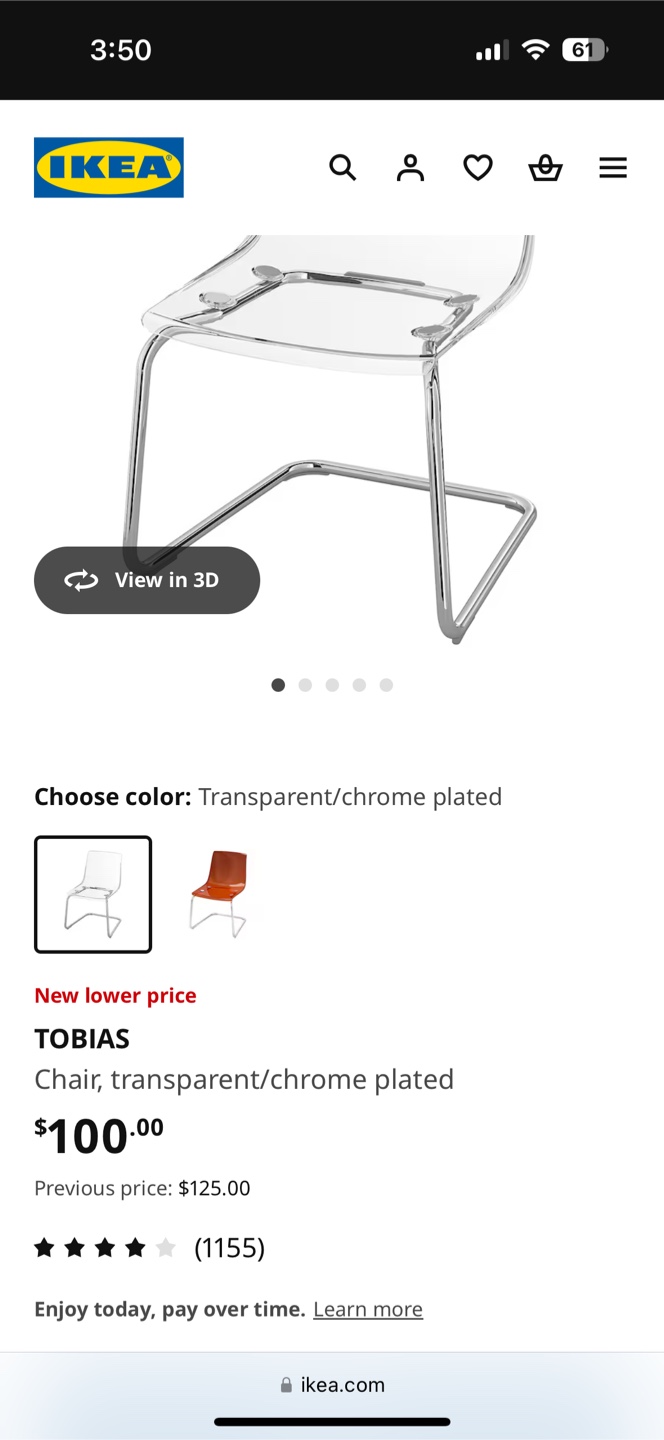 IKEA TOBIAS Chair - Transparent/Chrome Plated - photo 2