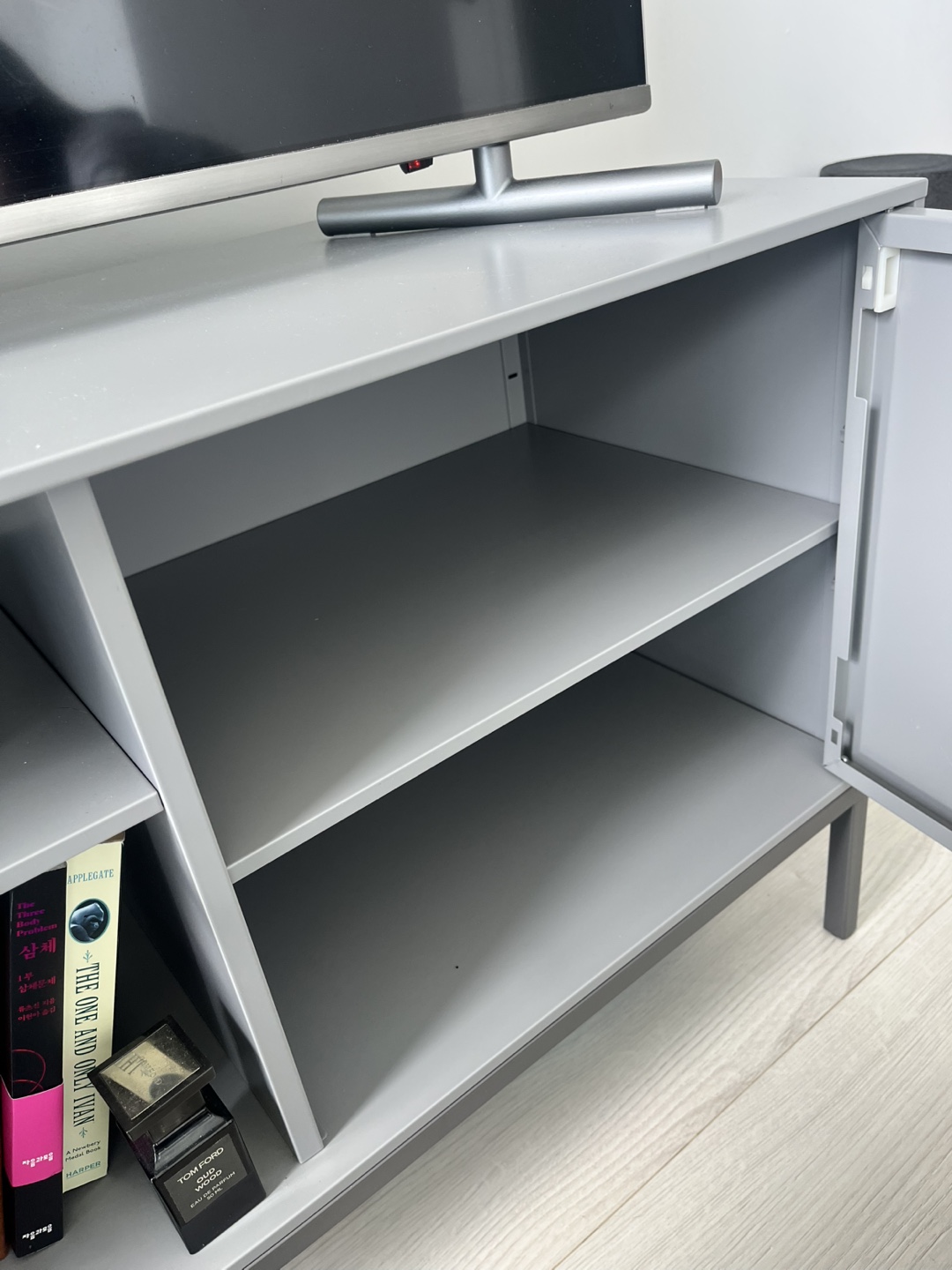 Grey TV Stand with Storage - photo 3