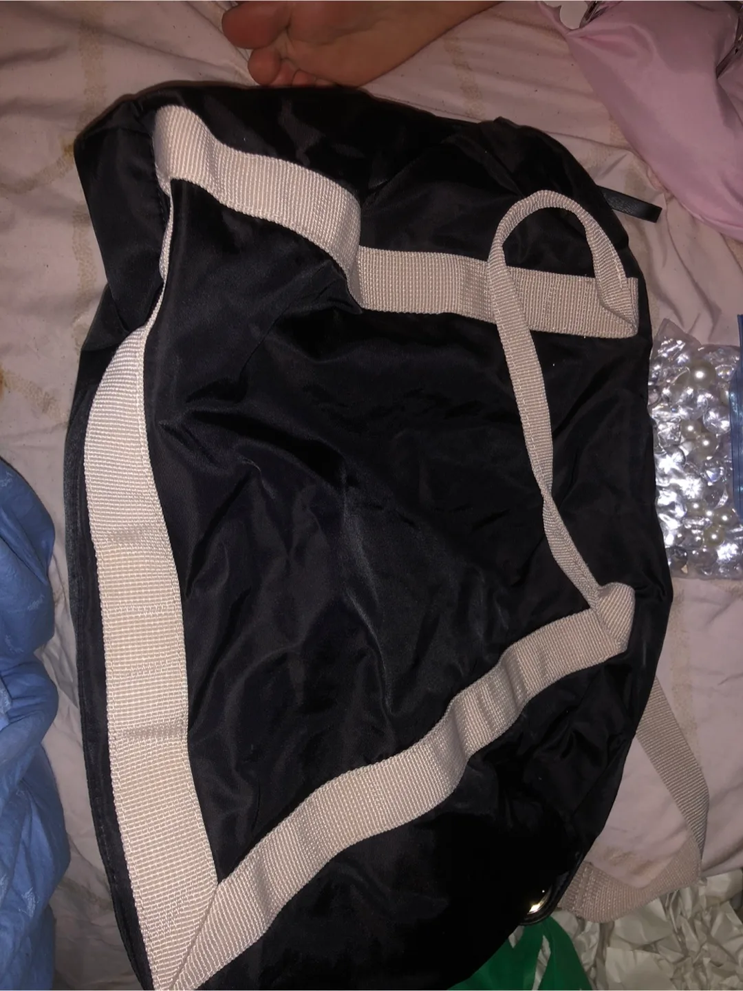 Black Weekender Bag with Beige Trim thumbnail