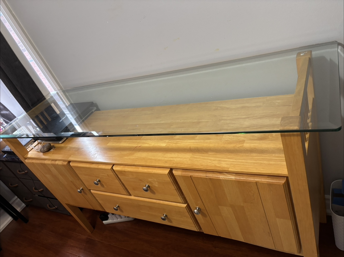 Glass Top Wooden Buffet console - photo 2
