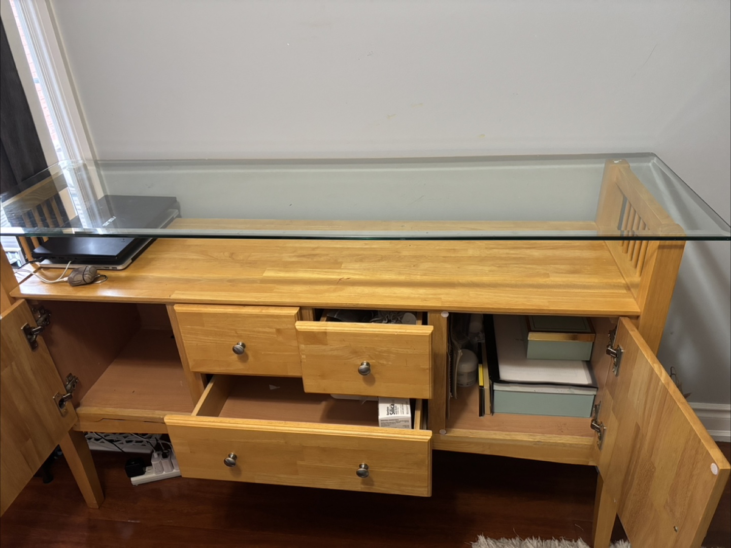 Glass Top Wooden Buffet console - photo 3