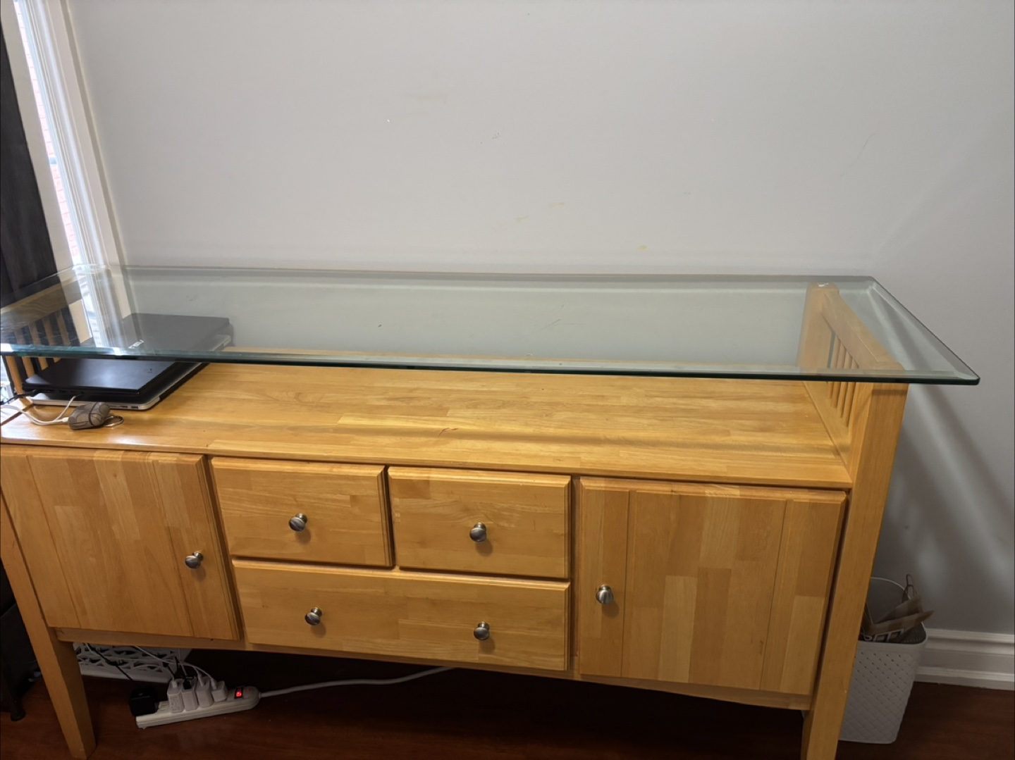 Glass Top Wooden Buffet console