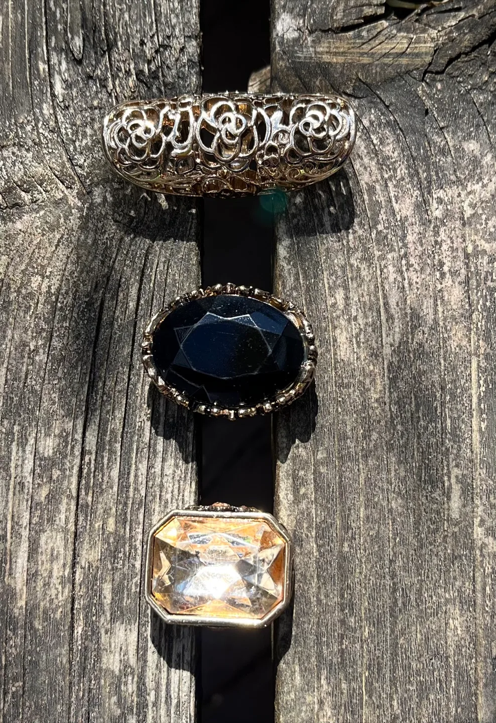 Three Statement Rings - Black, Gold, and Clear image indicator(2)