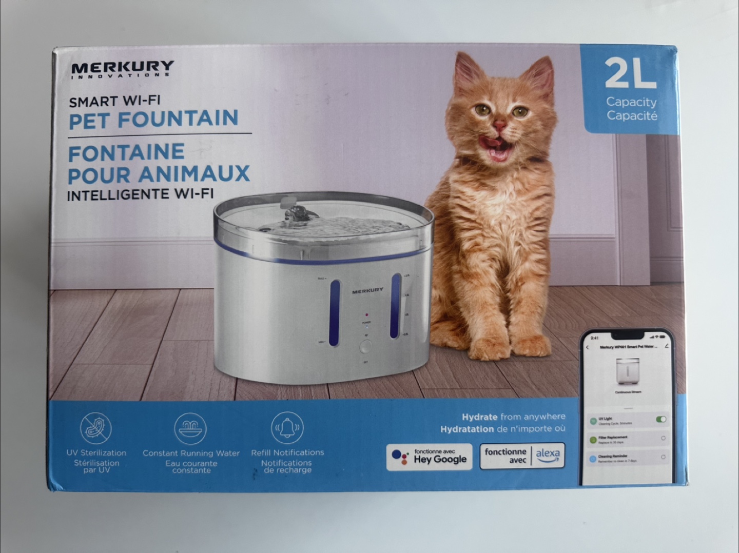Merkury Innovations 2L Smart Wi-Fi Pet Fountain