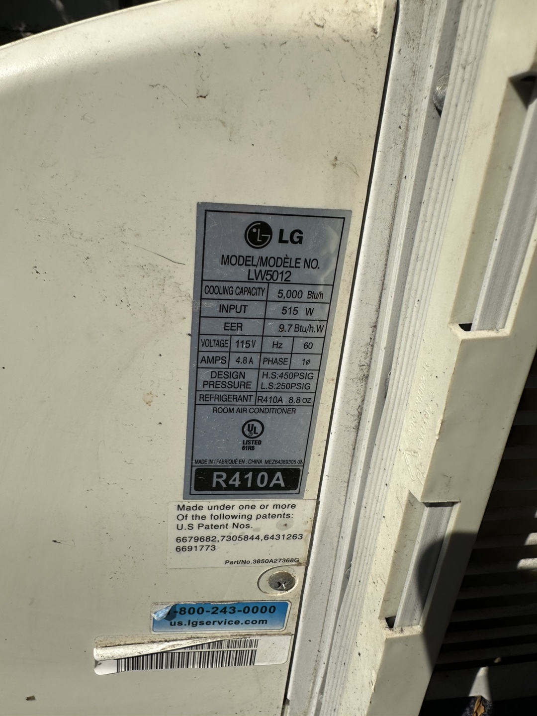 LG 5000 BTU Window Air Conditioner Unit - photo 4