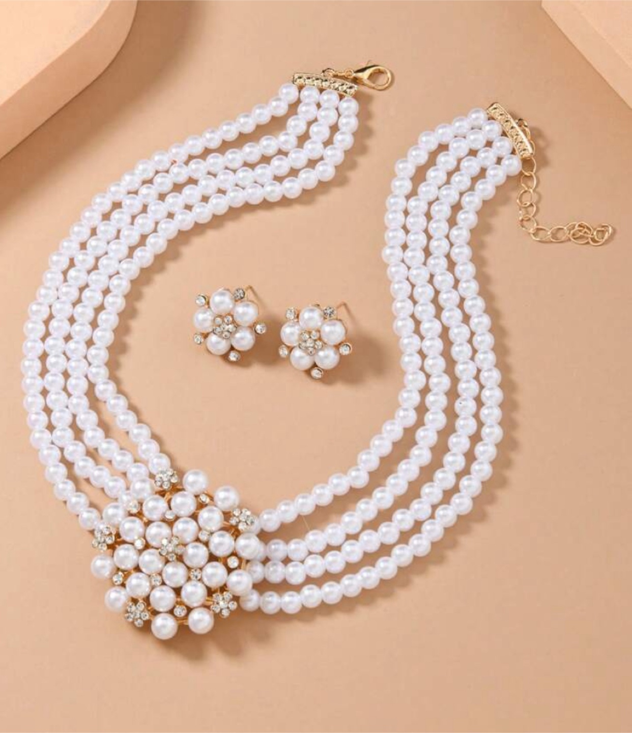 Elegant Pearl Necklace and Earrings Set - photo 2