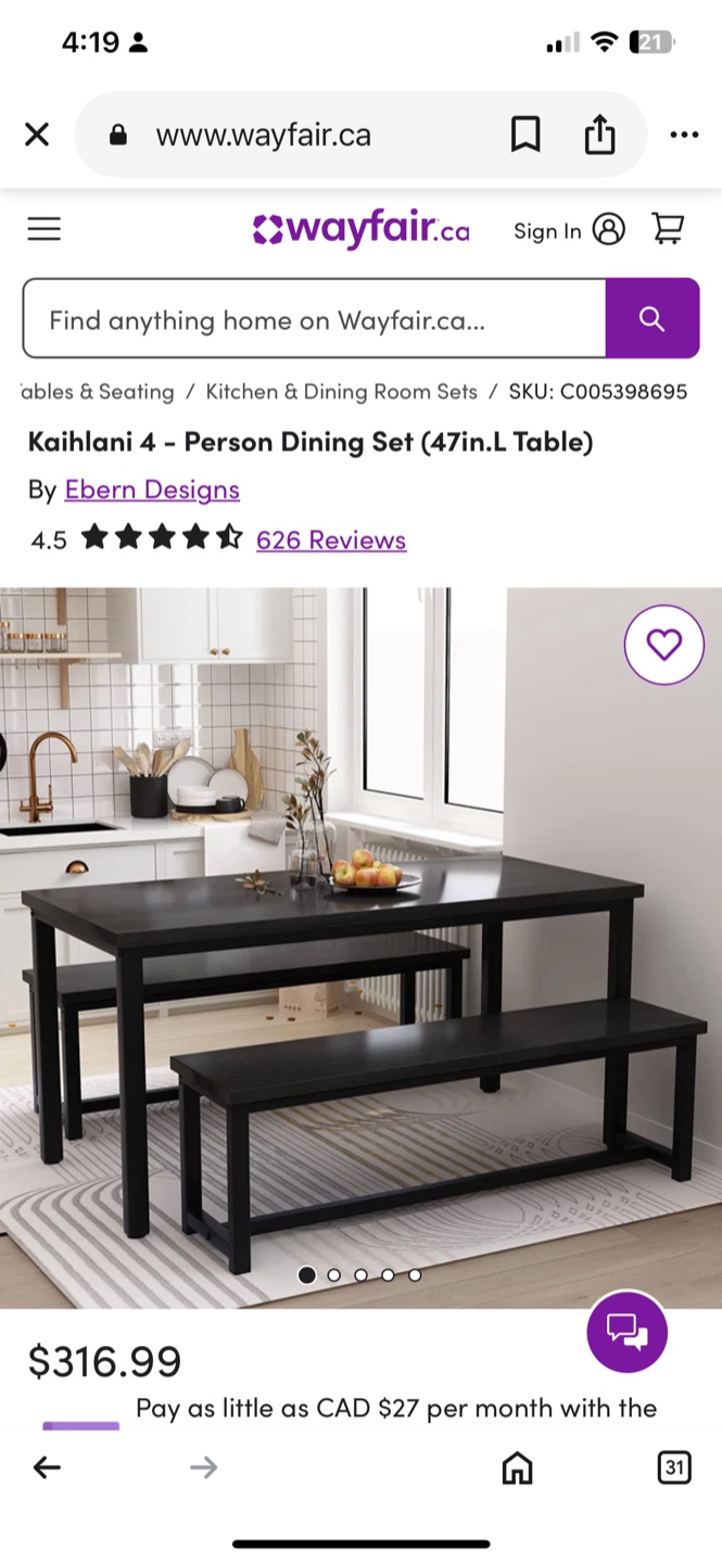 Dining room table with nesting benches - photo 4