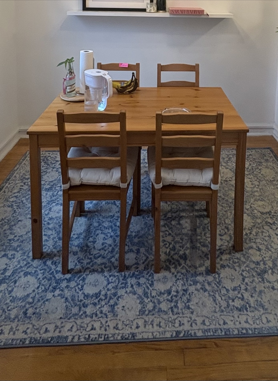 Wooden Dining Table with Four Chairs + cushions