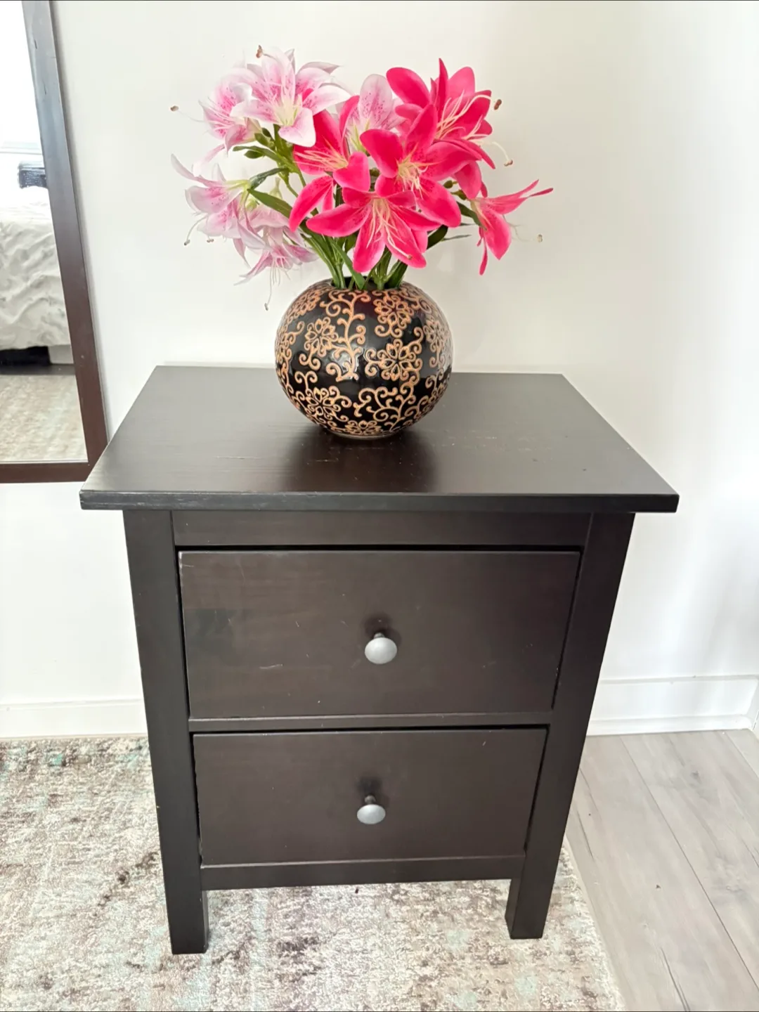 IKEA MALM Two-Drawer Bedside Table - Black-Brown thumbnail