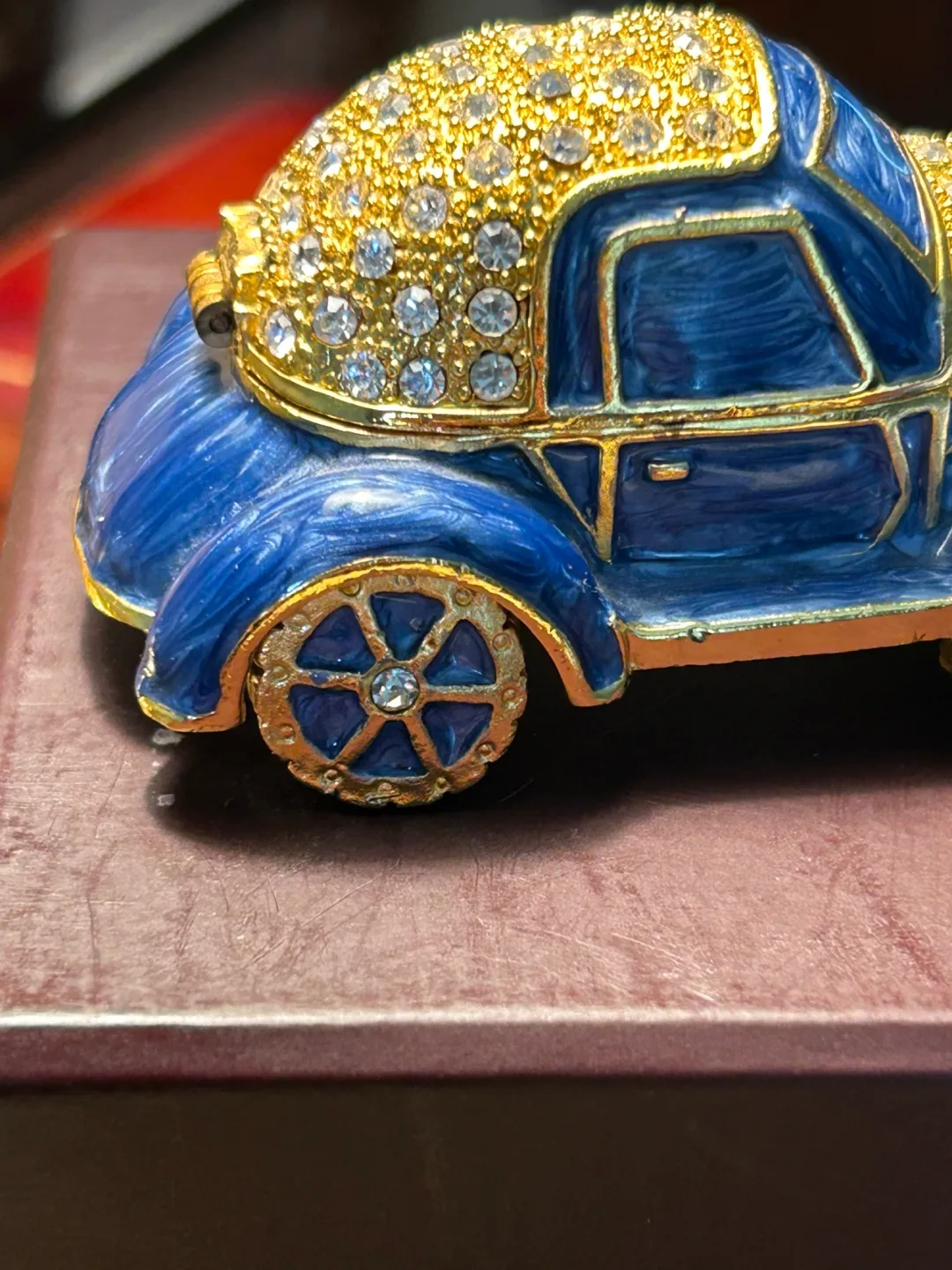 $25 Miniature Car vintage box rhinestone enamel pill image indicator(3)