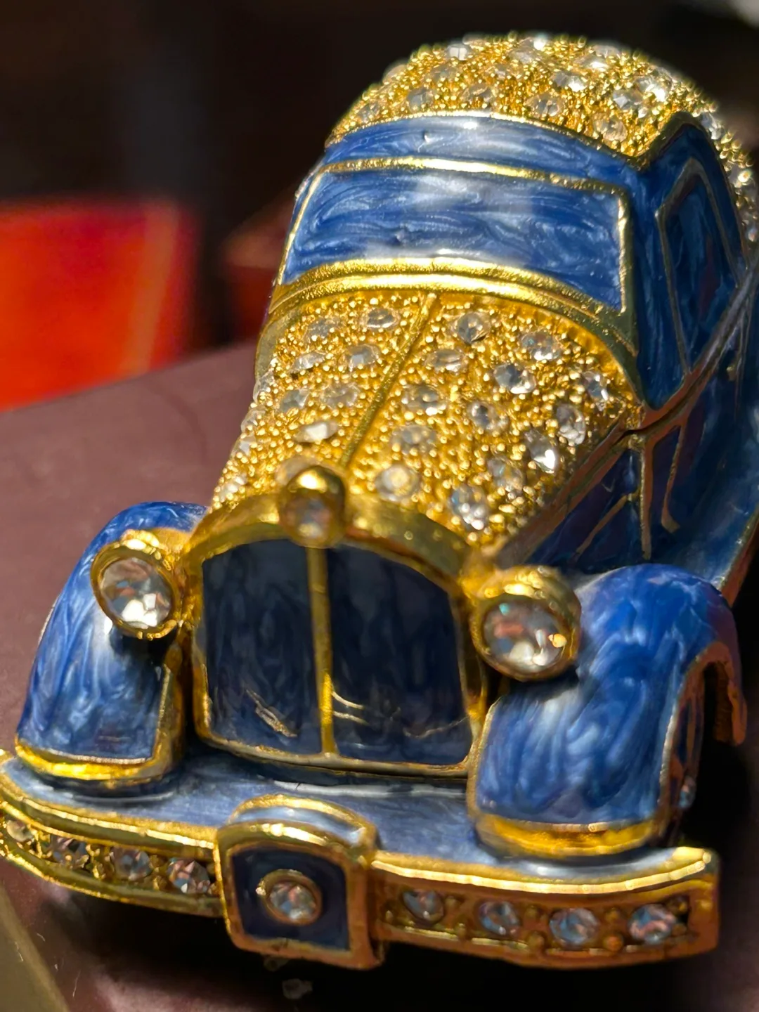 $25 Miniature Car vintage box rhinestone enamel pill image indicator(8)