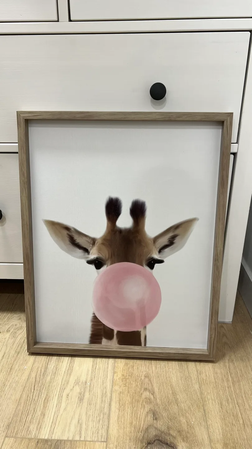 Giraffe Bubblegum Framed Wall Art thumbnail
