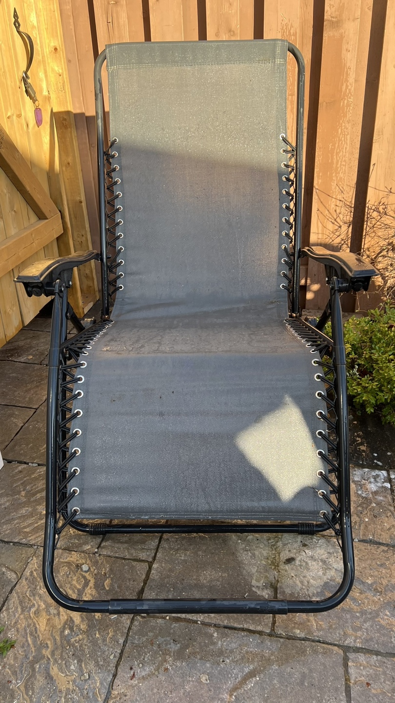 Grey Reclining Folding Patio Chair