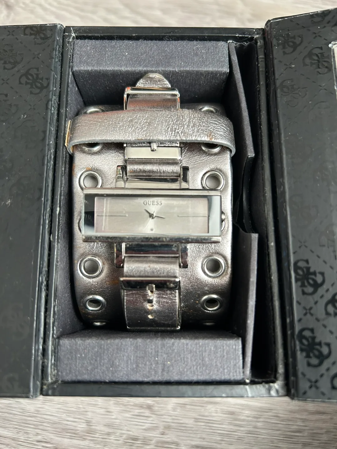 Guess Women's Silver Tone Watch with Leather Band thumbnail