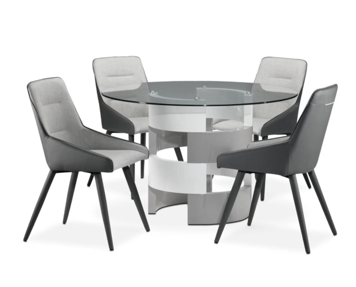 Modern Glass Dining Table Set with 4 Chairs