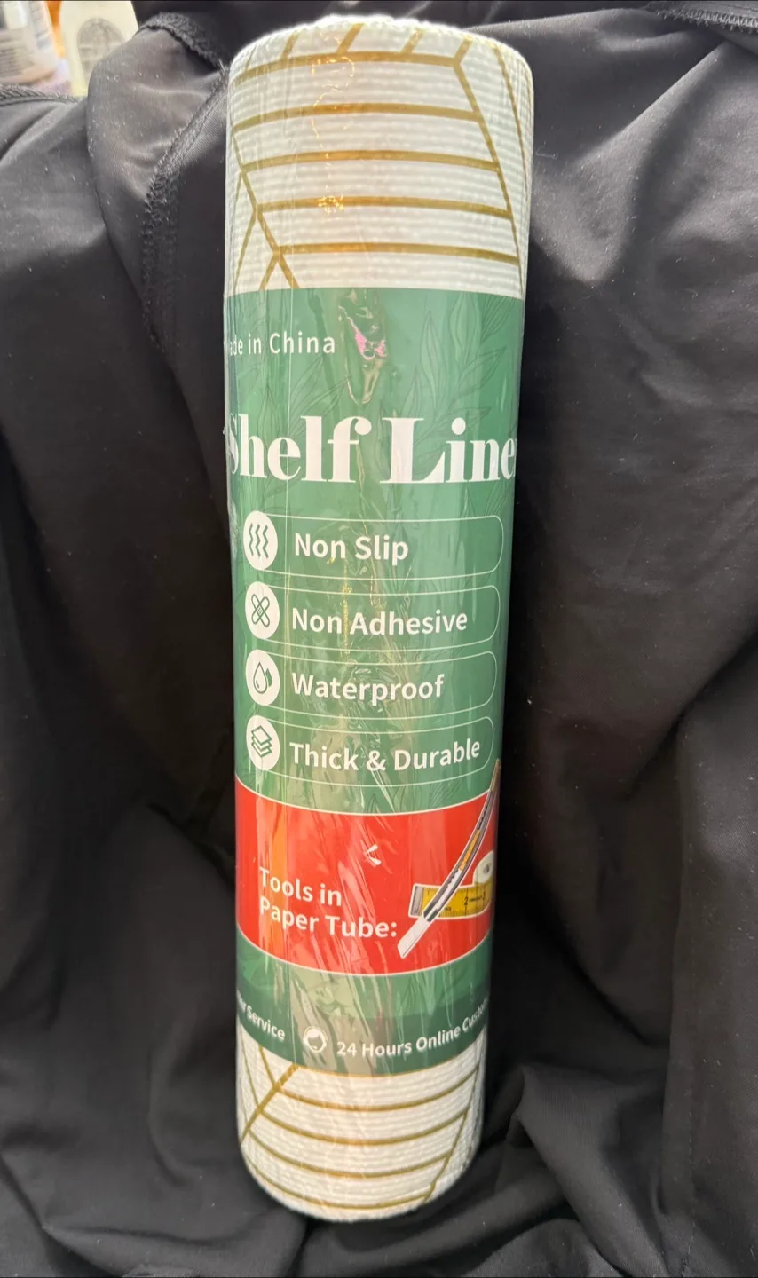 Gold Geometric Shelf Liner, Non-Adhesive, Waterproof, Durable 🧡 thumbnail