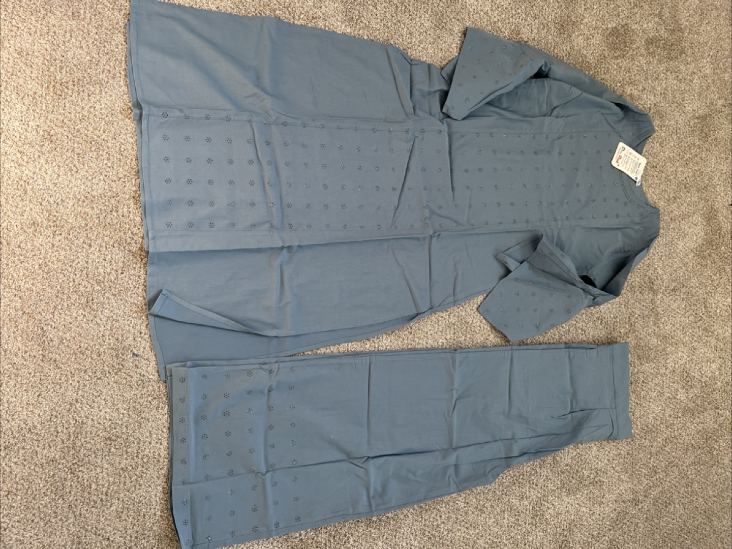 Elegant Grey Embroidered Two-Piece Suit