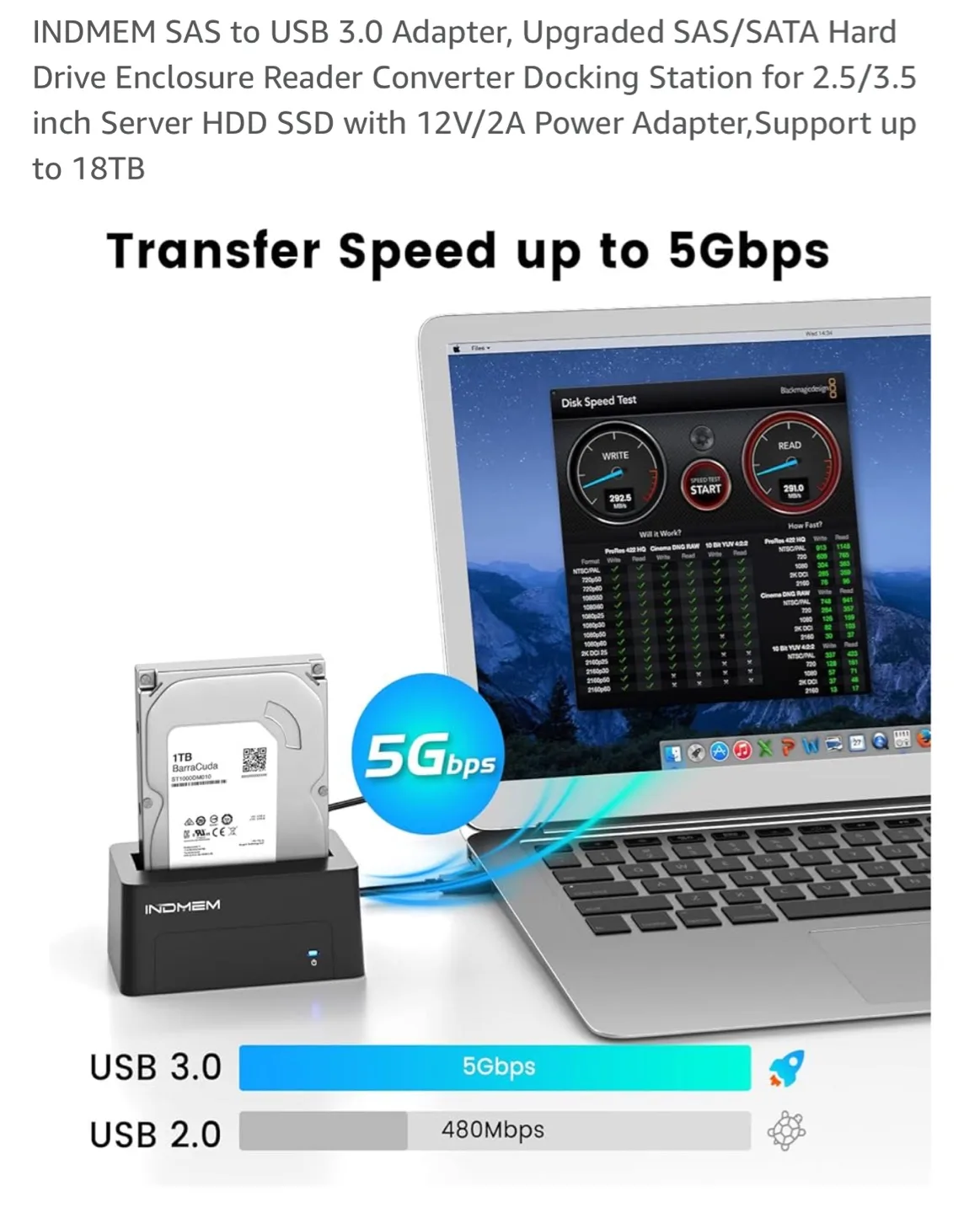 INDMEM SAS/SATA Hard Drive Enclosure Docking Station thumbnail