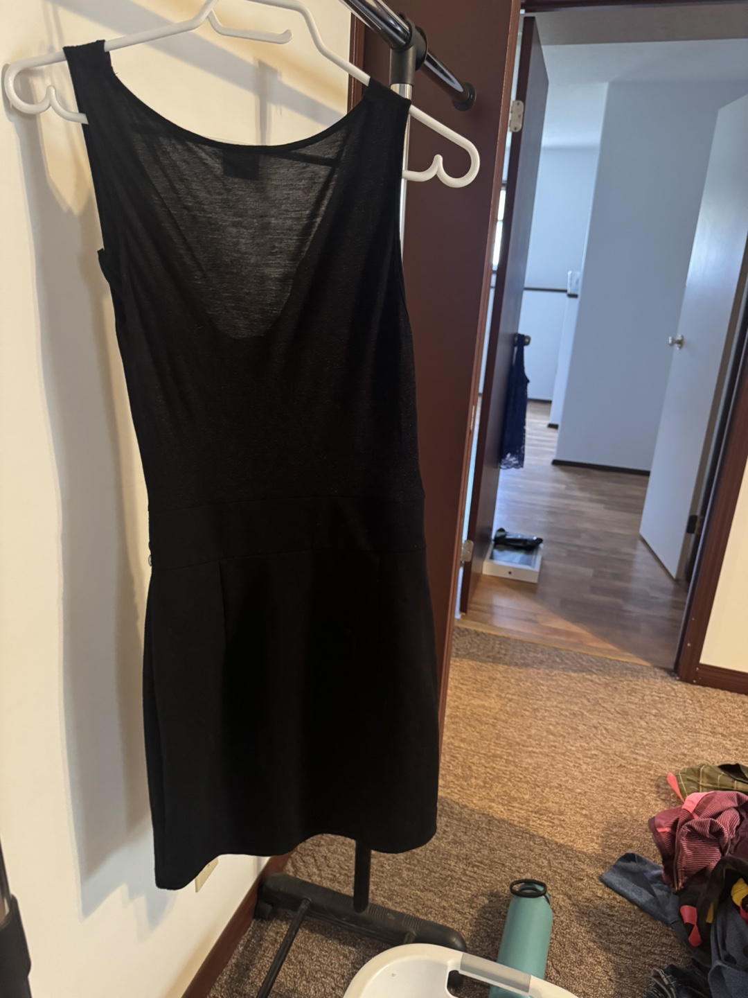 Black Sleeveless Mini Dress with Rhinestone Detail - photo 2