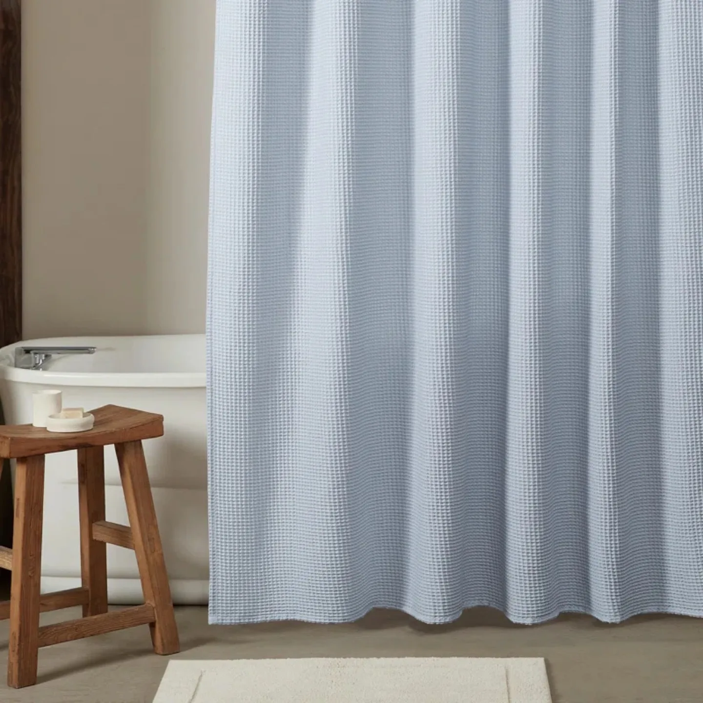 Calvin Klein Waffle Shower Curtain - Light Blue image indicator(4)