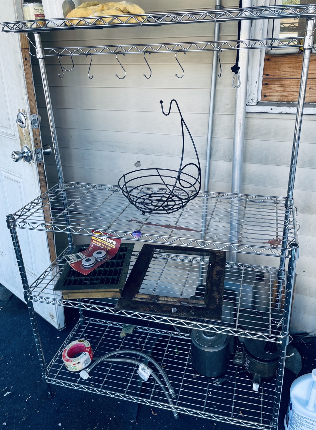 Metal 3-Tier Shelving Unit with Hooks - photo 2