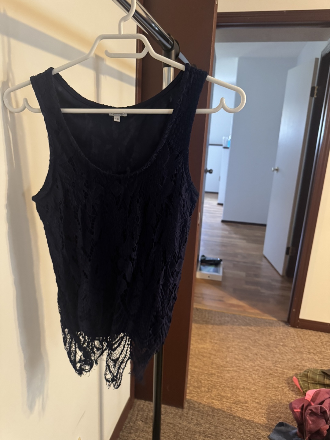 Navy Blue Lace Tank Top