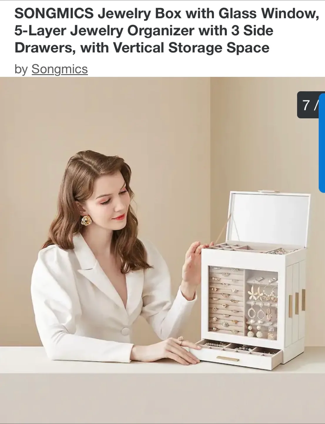 SONGMICS Jewelry Armoire with Glass Front image indicator(7)