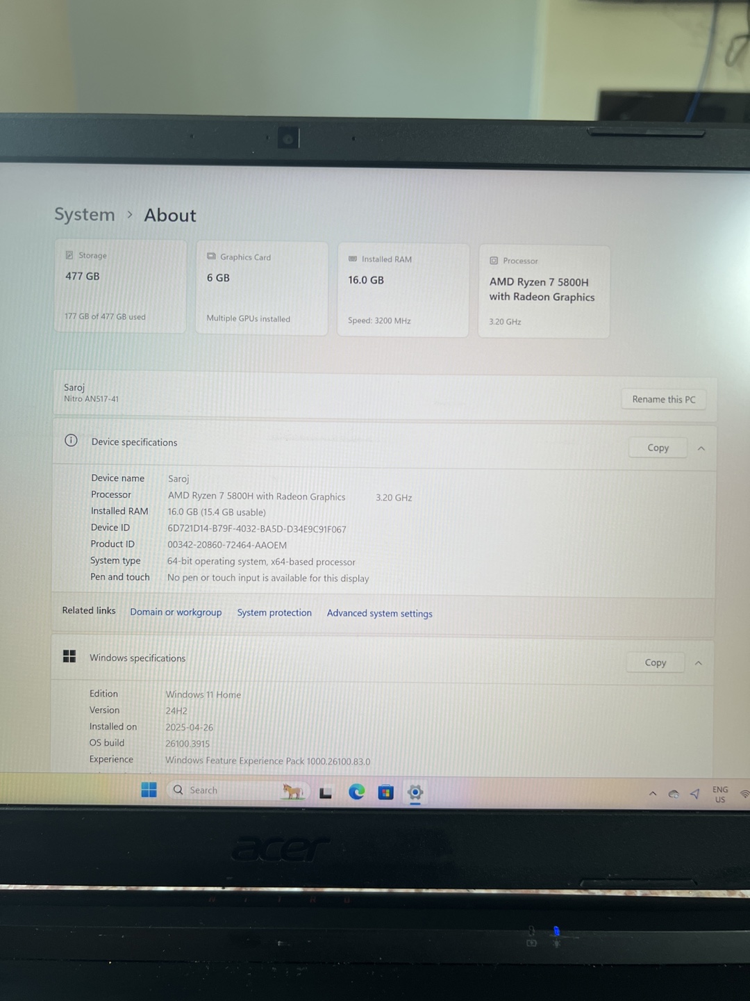 Acer Nitro 5 Gaming Laptop - AMD Ryzen 7 5800H, RTX 3060 - photo 4