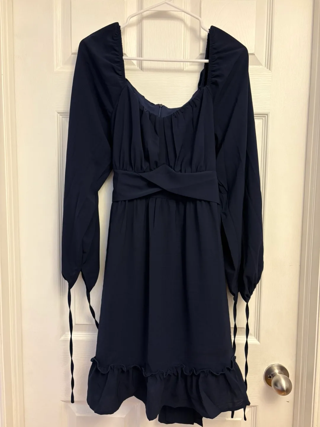 New Acelitt Casual Long lantern Sleeve, Square Neck mini dress-M image indicator(2)