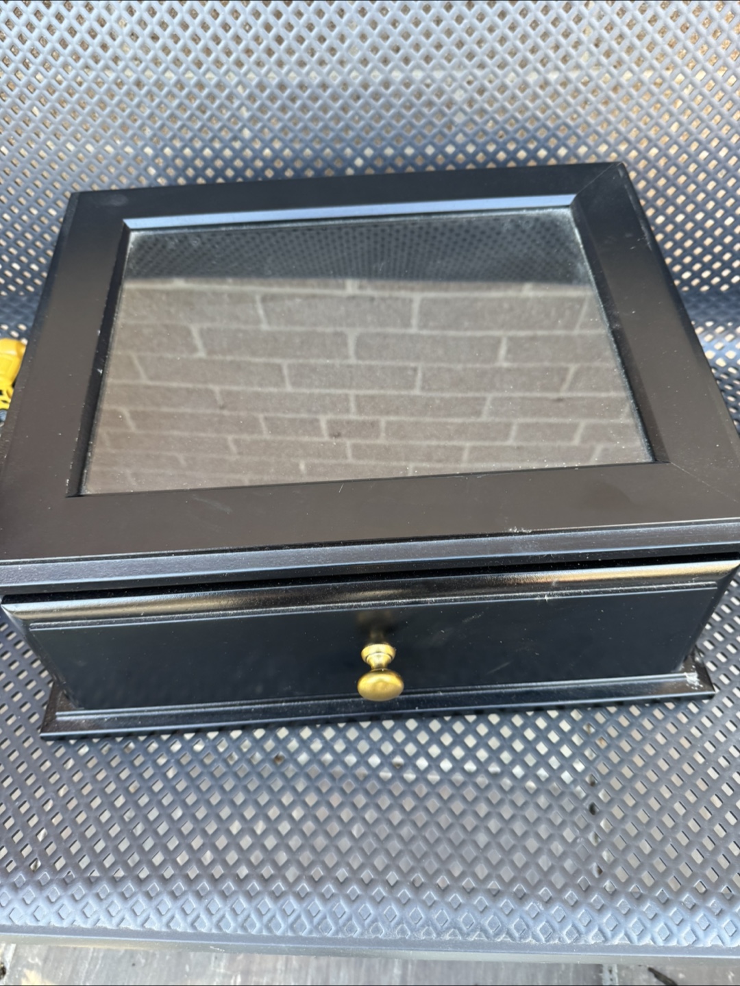 Black Wooden Jewellery Box with Mirror and Drawer