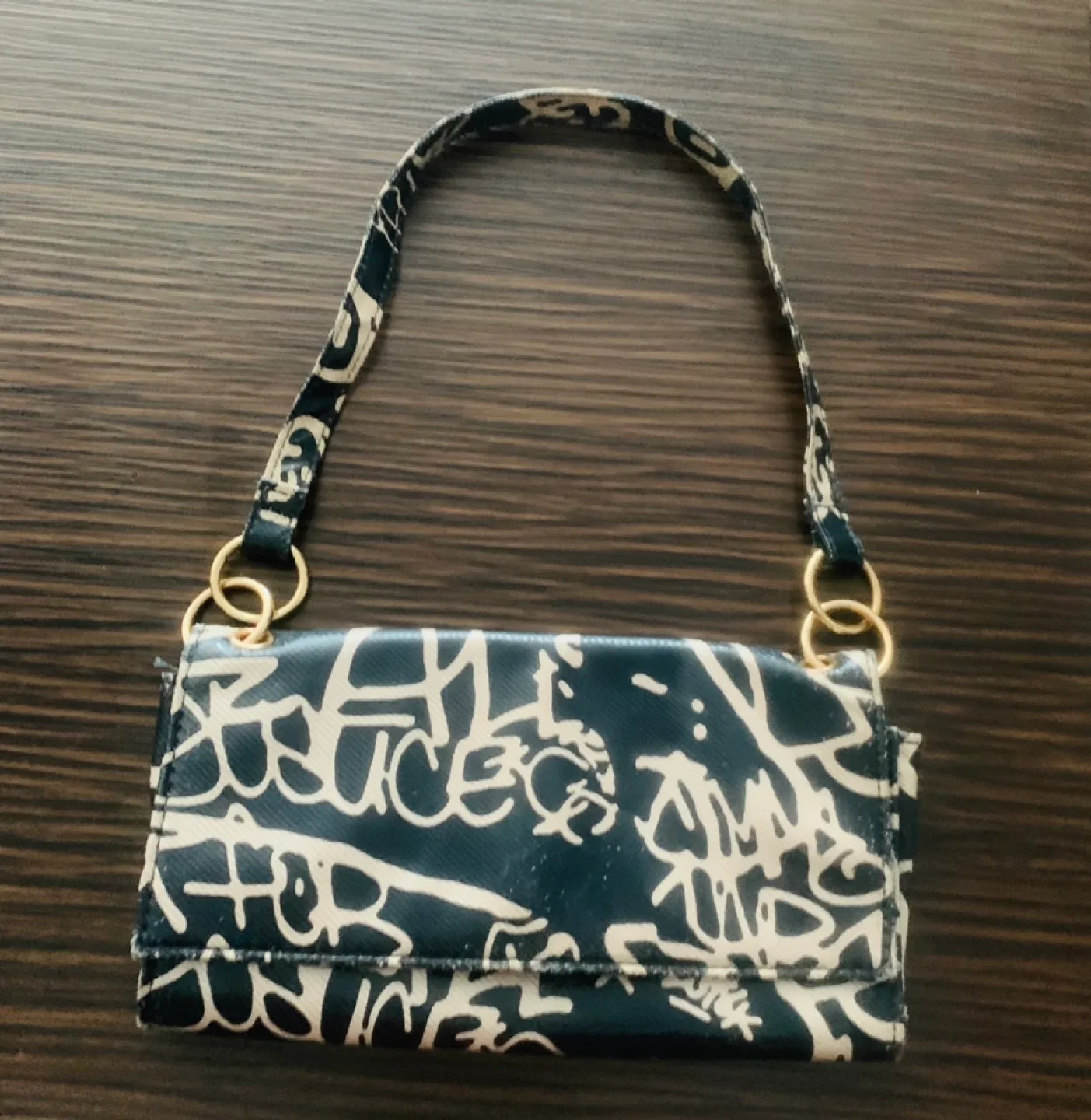 Pretty Little Thing Black Script Print Shoulder Bag image indicator(2)