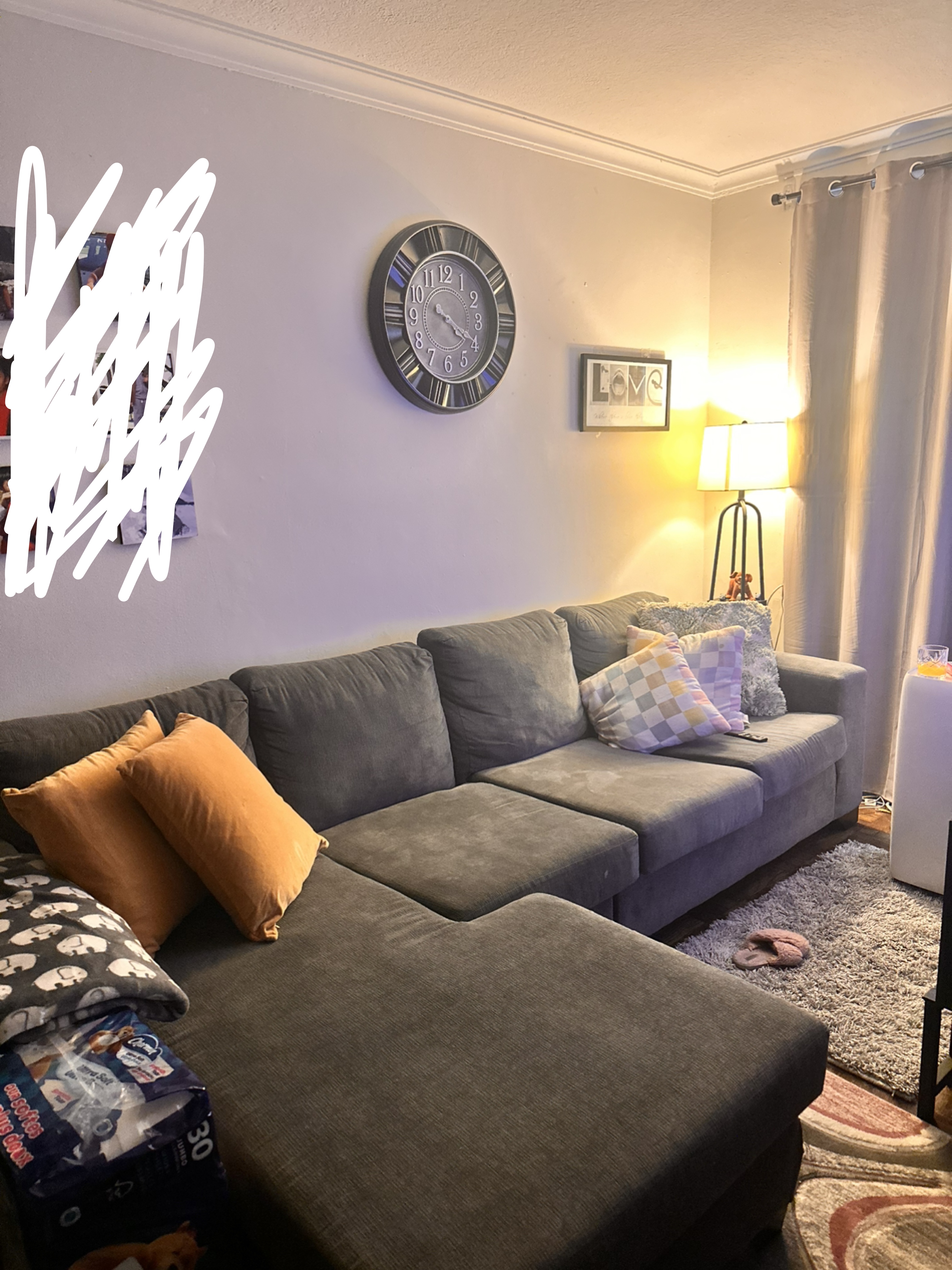 Grey L-Shaped Sectional Sofa