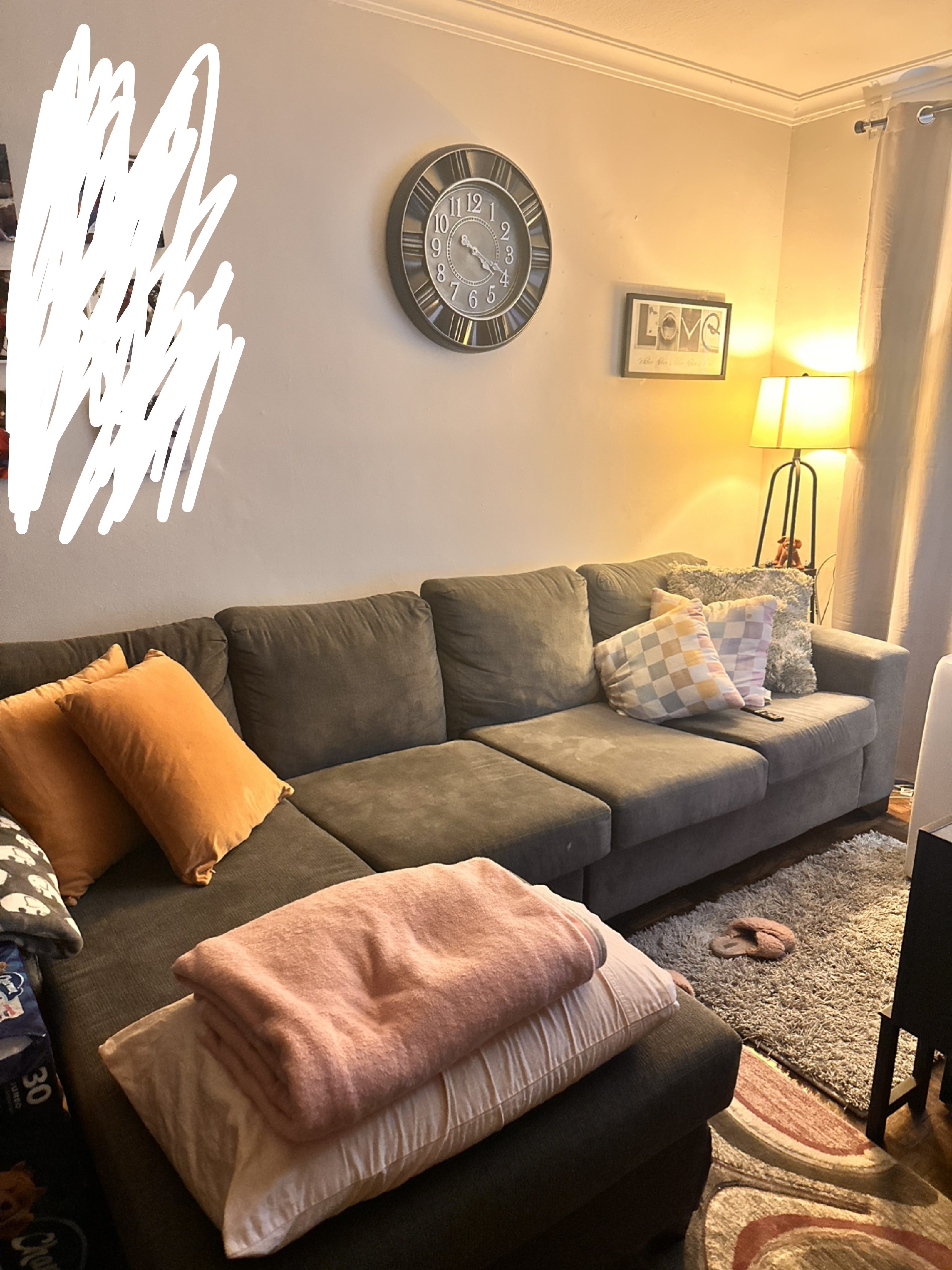 Grey L-Shaped Sectional Sofa - photo 2