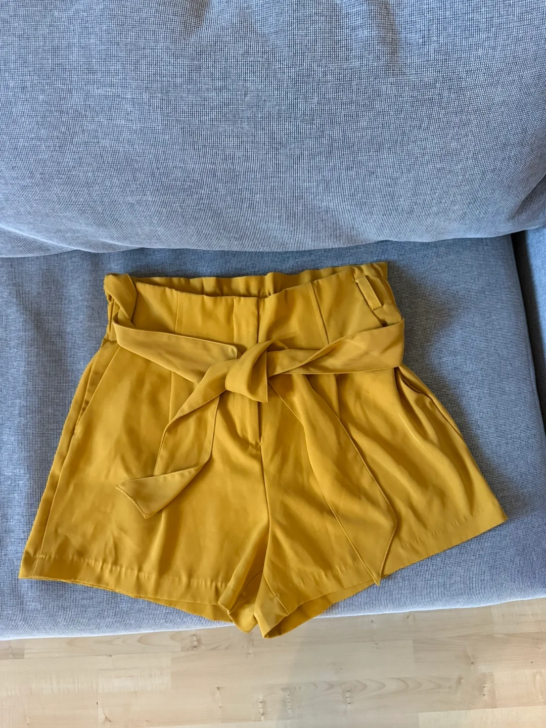 Mustard Yellow High-Waisted Shorts with Belt thumbnail