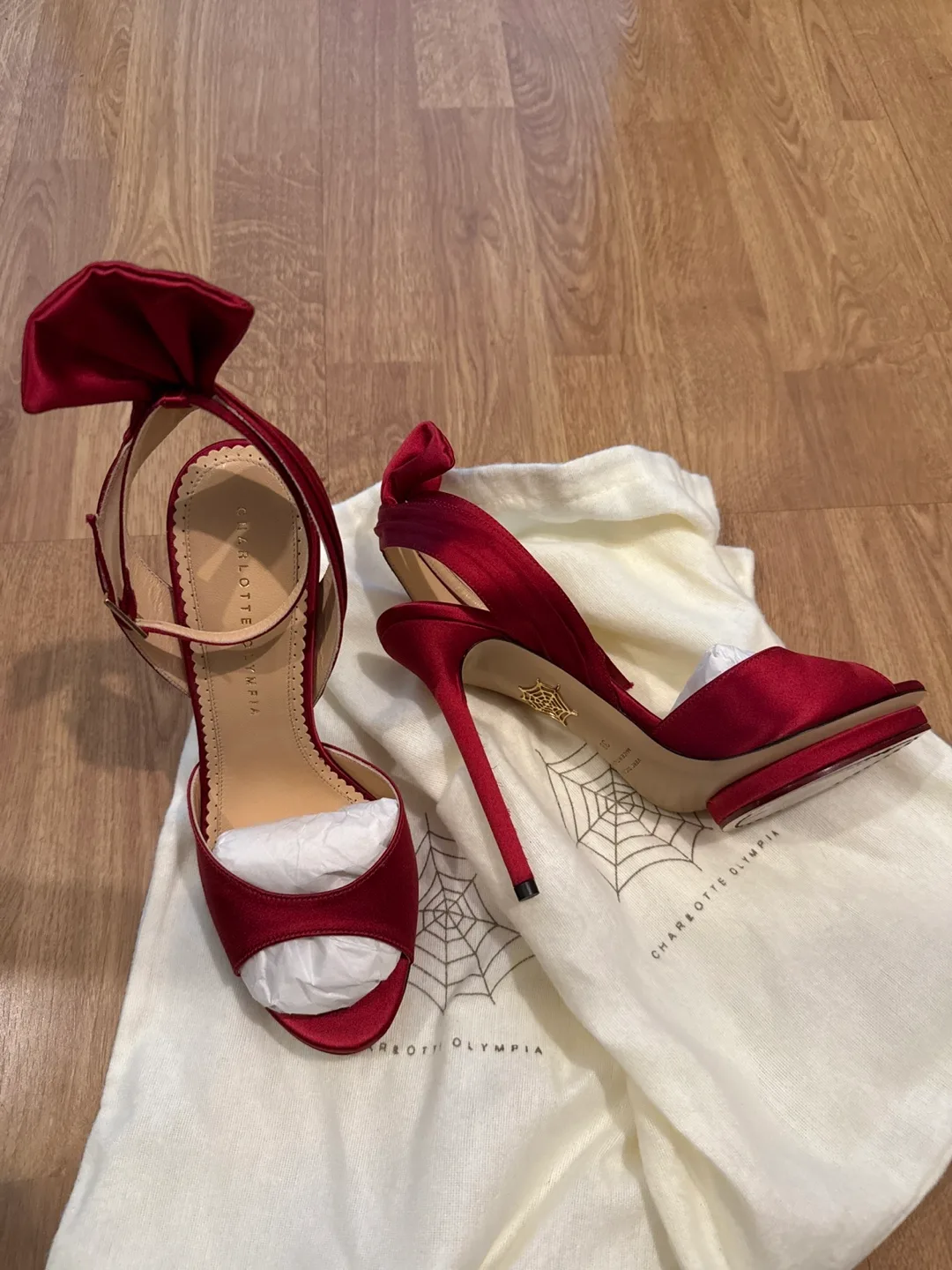 Authentic Charlotte Olympia Wallace Satin Heels Sandals thumbnail