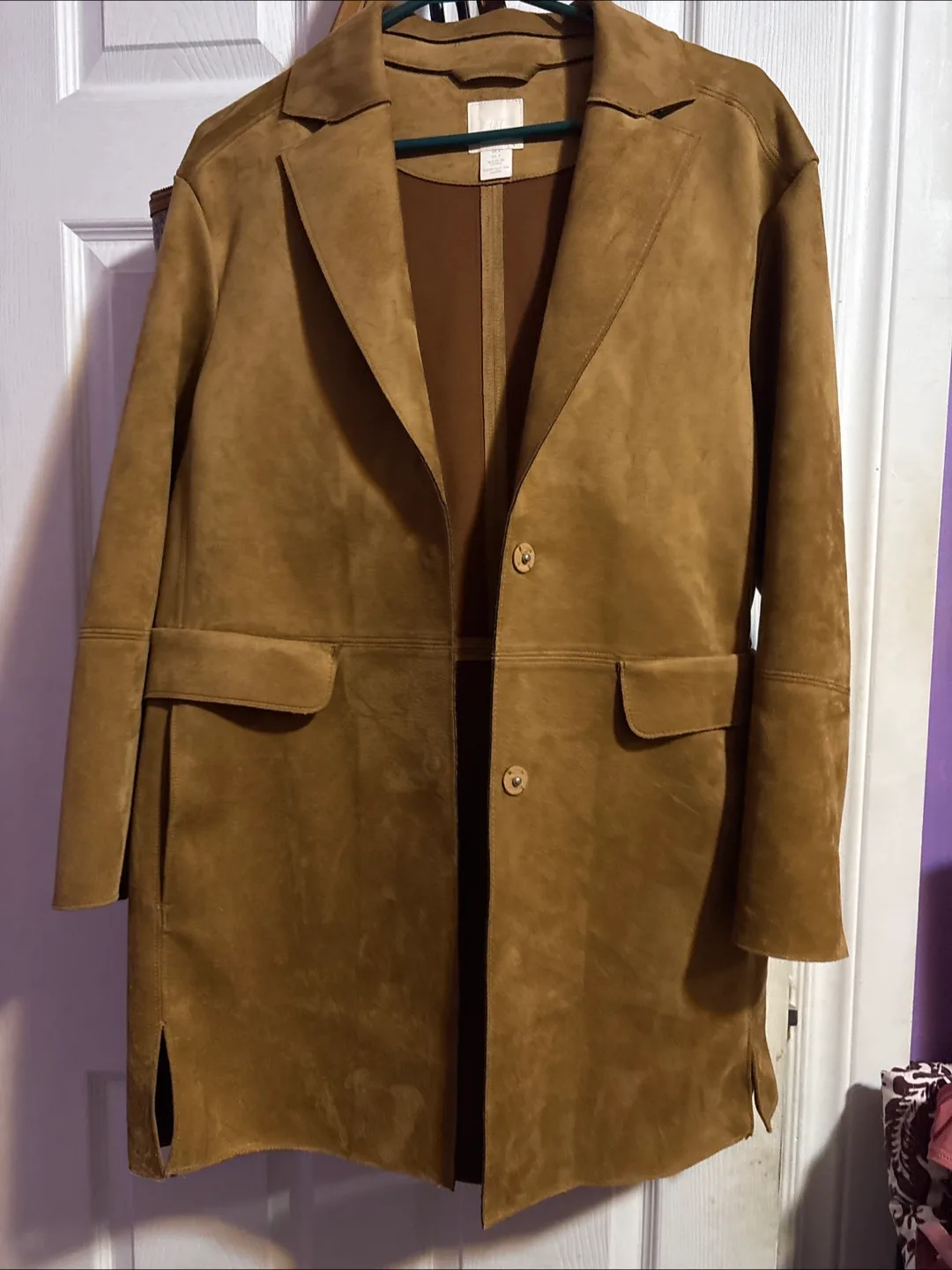 H&M Brown Suede-look Blazer Jacket Size Small