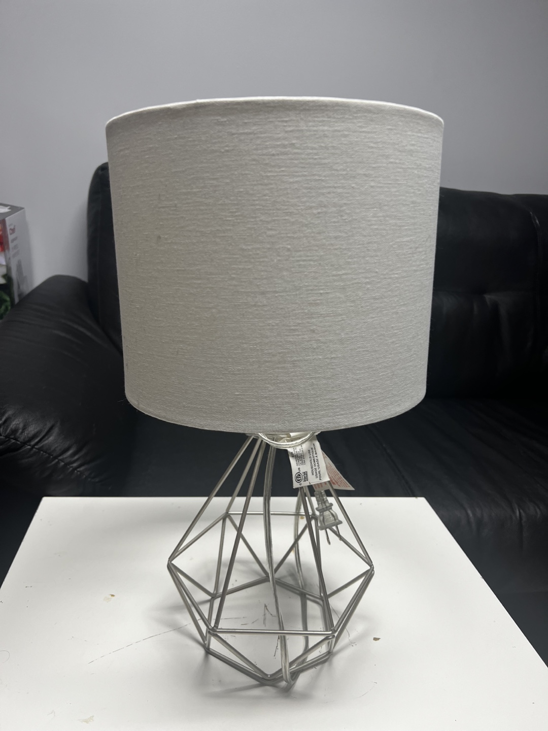 Geometric Table Lamp with White Shade