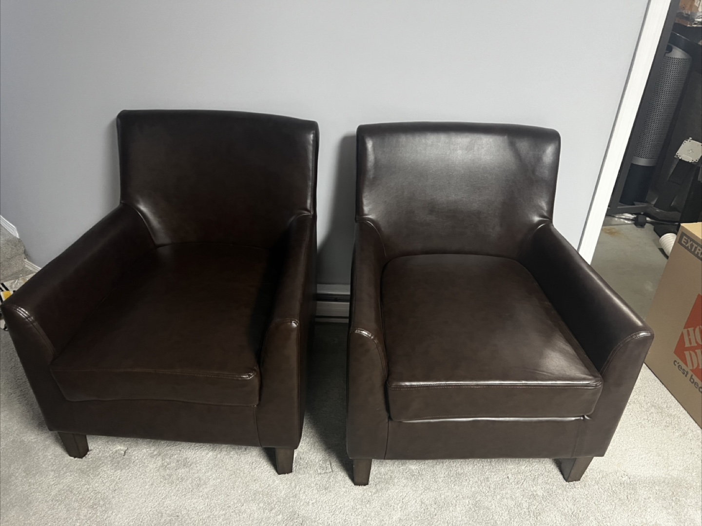 Pair of Brown Leather Armchairs - photo 2