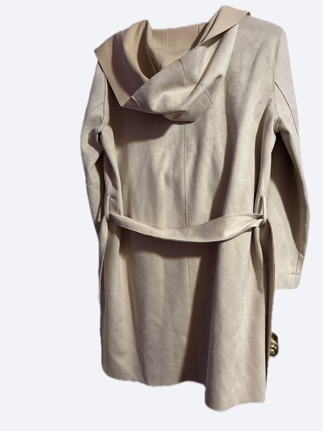 Zara Beige Suede Hooded Jacket with Belt image indicator(2)