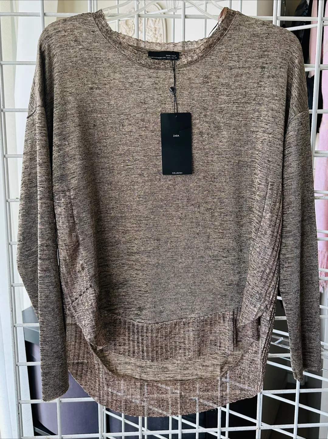 Zara Women's Brown Knitted Long Sleeve Top Size S thumbnail