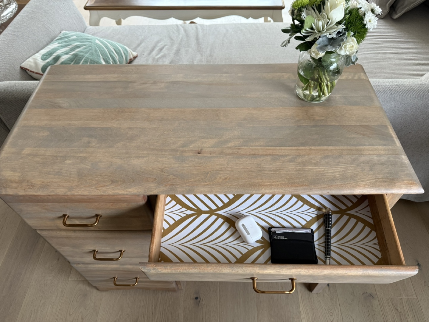 Vintage Wooden Desk with Four Drawers - photo 3