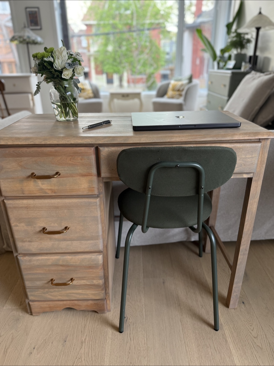 Vintage Wooden Desk with Four Drawers - photo 4