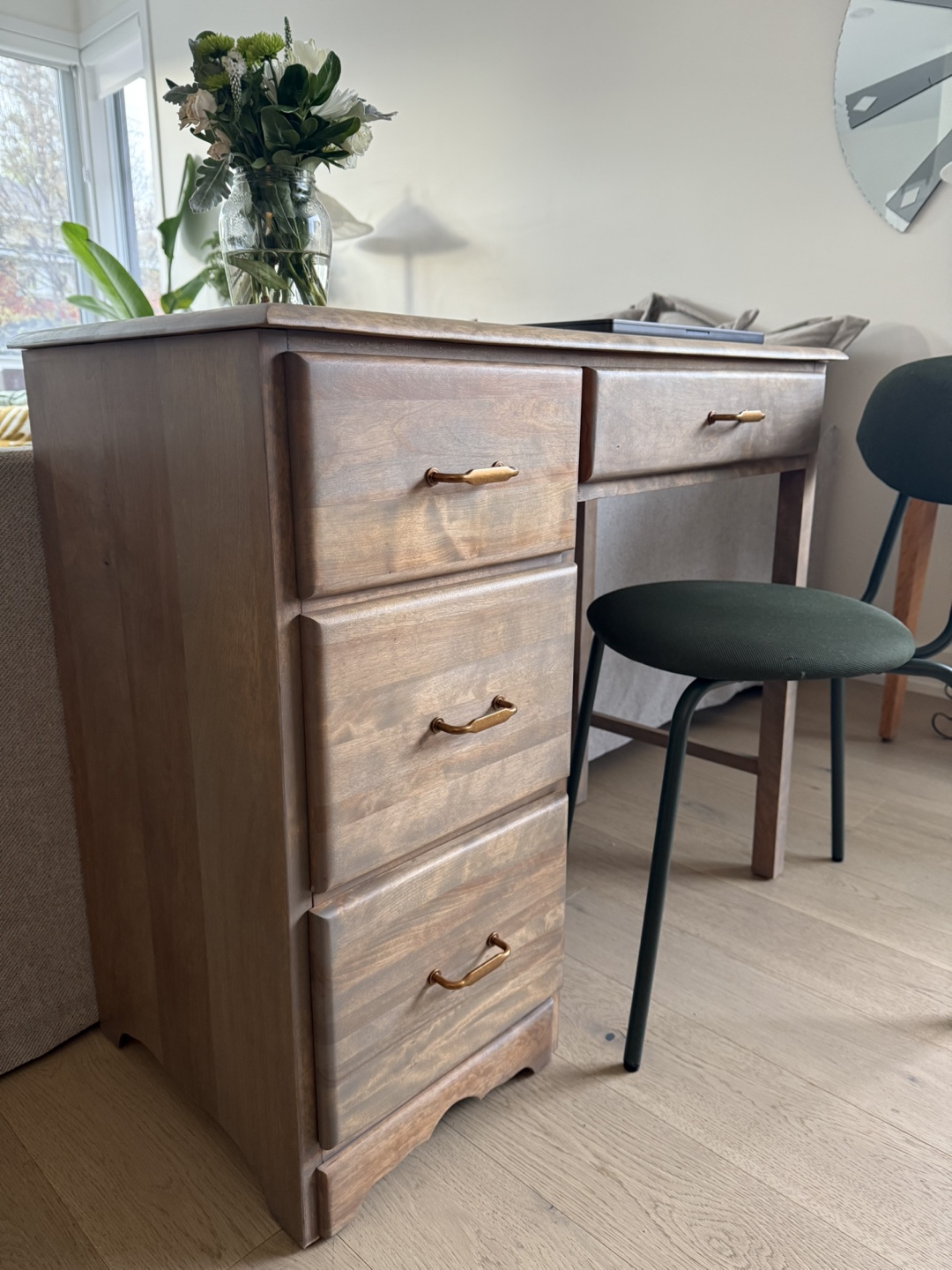 Vintage Wooden Desk with Four Drawers - photo 5
