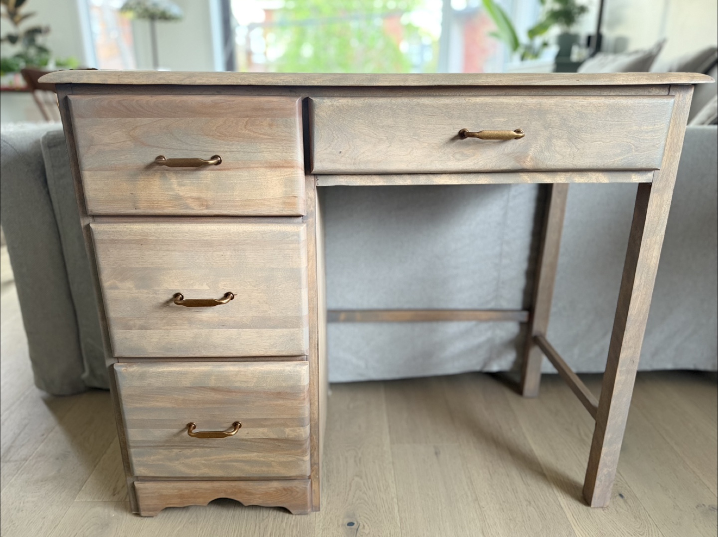 Vintage Wooden Desk with Four Drawers - photo 2